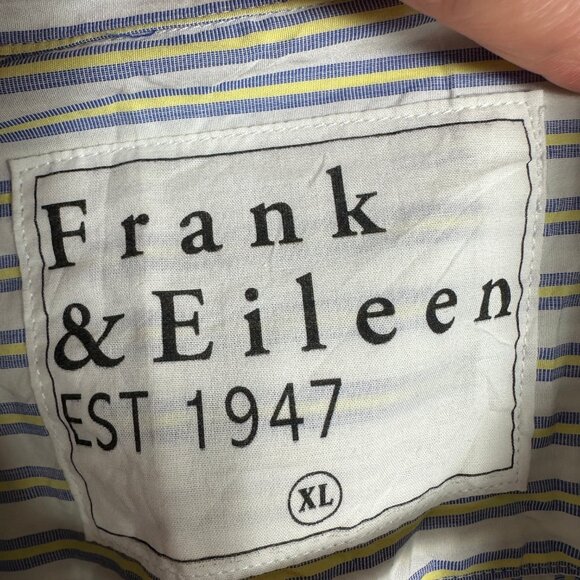 Frank & Eileen Size XL Button Down Barry Shirt Womens Blue White Striped Cotton - Picture 2 of 12